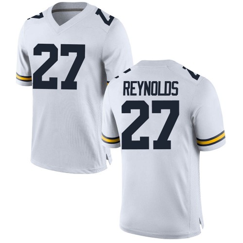 Hunter Reynolds Michigan Wolverines Men's NCAA #27 White Replica Brand Jordan College Stitched Football Jersey NAP2454OK